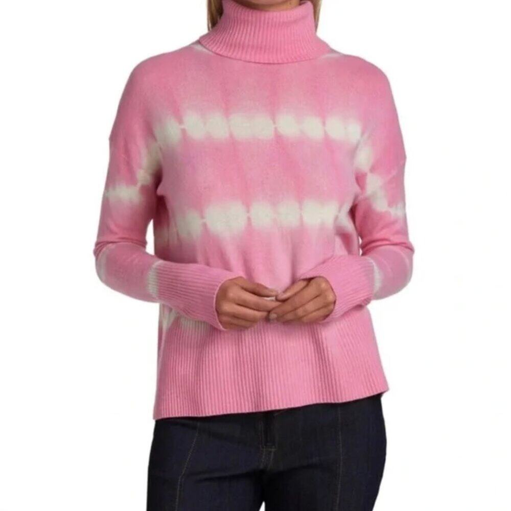 Cinq a Sept Kenny Pink Tie Dye Wool Cashmere Turtleneck Sweater